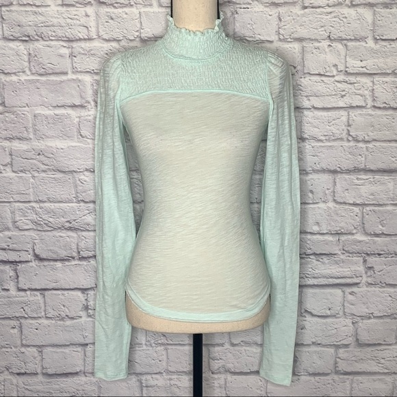 NWT Free People Iced Aqua Long Sleeve Turtleneck Top - Picture 3 of 14